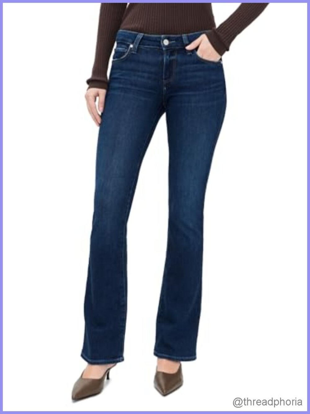High Rise Slim Bootcut Stretch Cotton Jeans